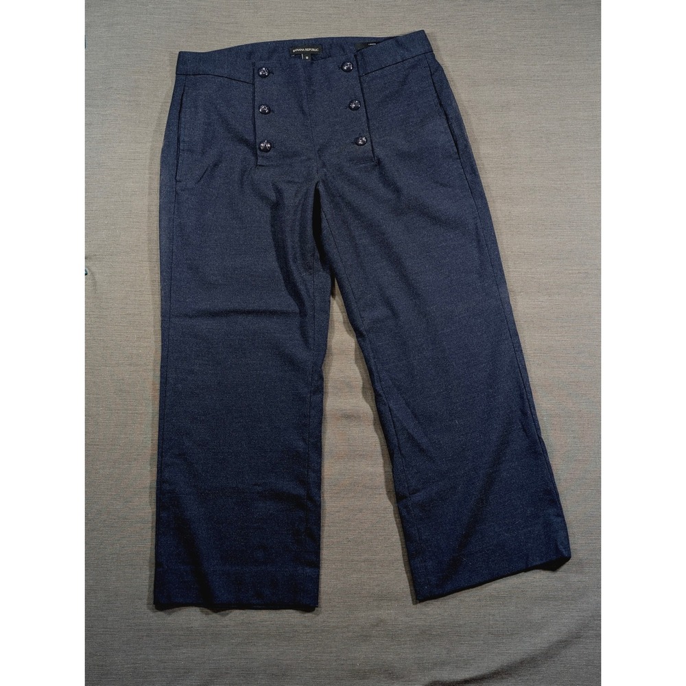 Banana Republic Logan Pants Dress Slacks Sailor Button Front Cropped Size 10